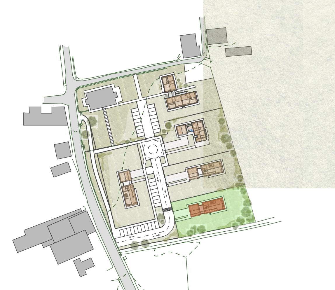 Masterplan generale di Borgo Montello con l'indicazione dei 6 lotti edificabili